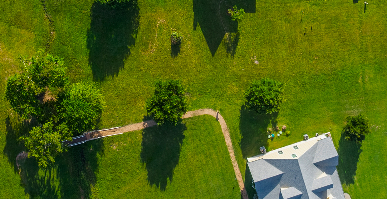 Aerial view of a large mapped property