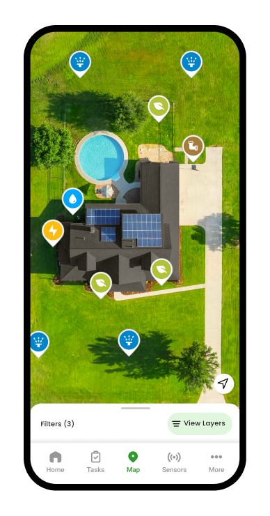 YardPro app showing mapped markers